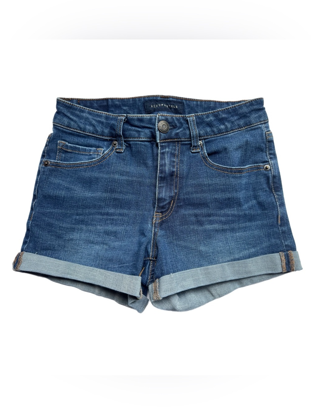 Aeropostale Dark Blue Rolled Cuff Denim Shorts